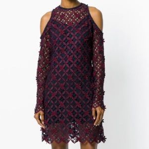New Self-Portrait Floral Grid Cold-Shoulder Dress